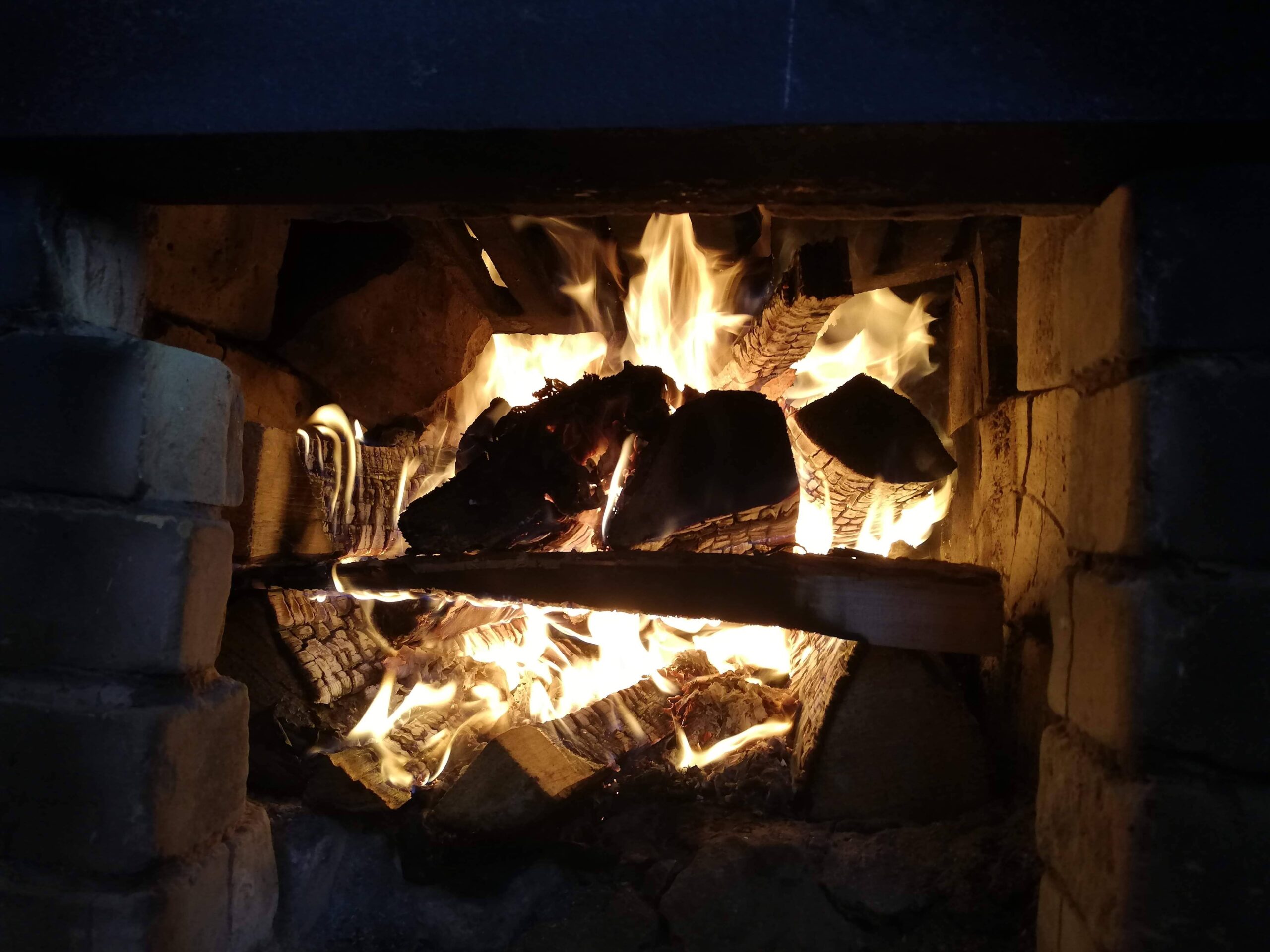Fire in the sauna furnace